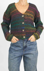 Flaminia G. - Cardigan 4 bottoni in maglia multicolore - Moro