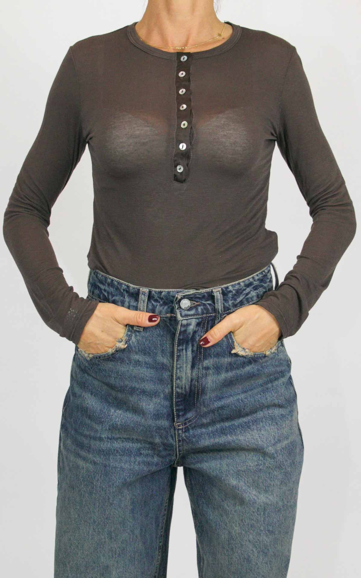 Susymix - Maglia serafino - Moro