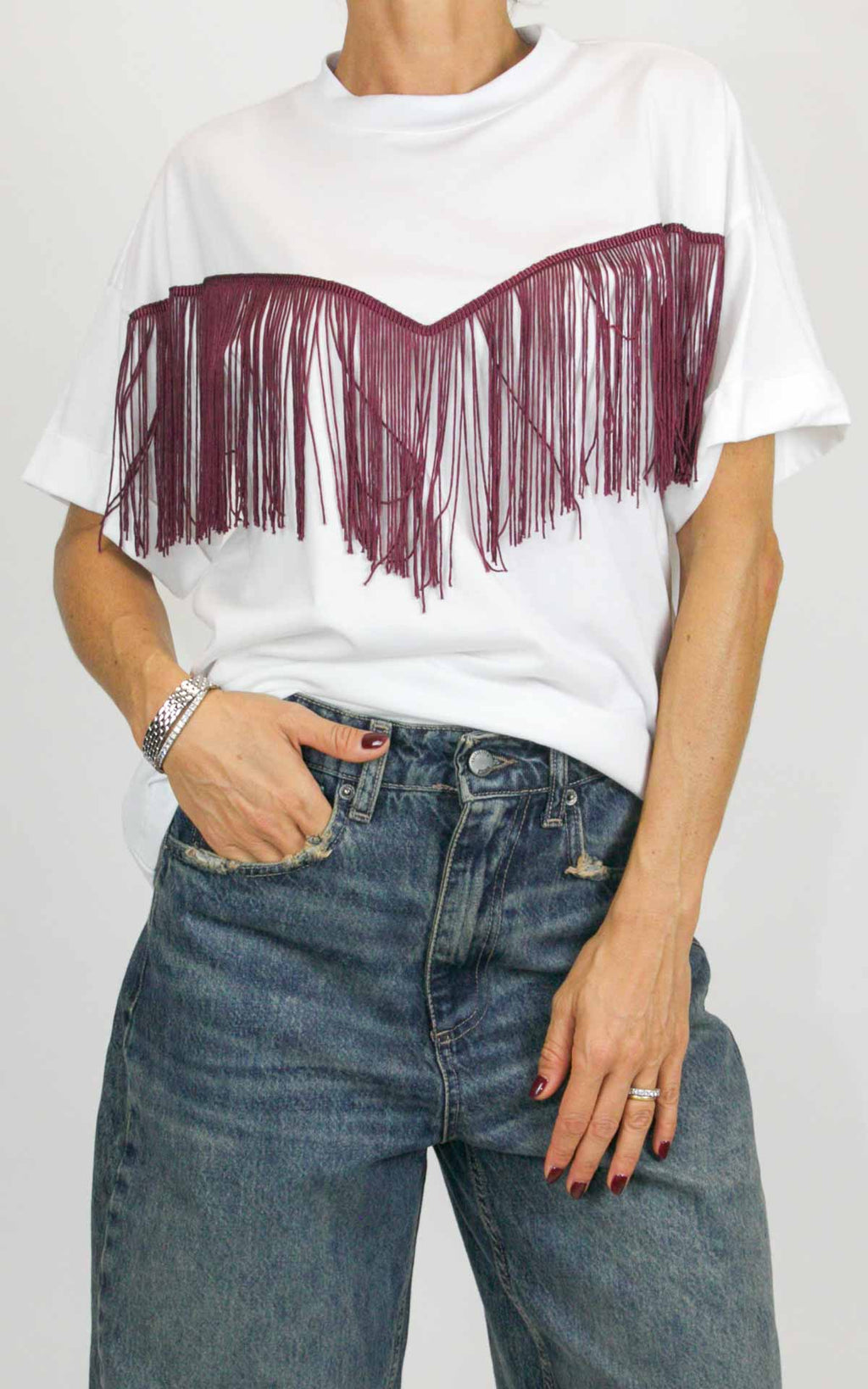 Imperial - T-shirt con frange - Latte