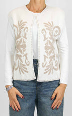 Off-on - Gilet aperto con disegno fiore - Panna / beige