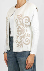 Off-on - Gilet aperto con disegno fiore - Panna / beige