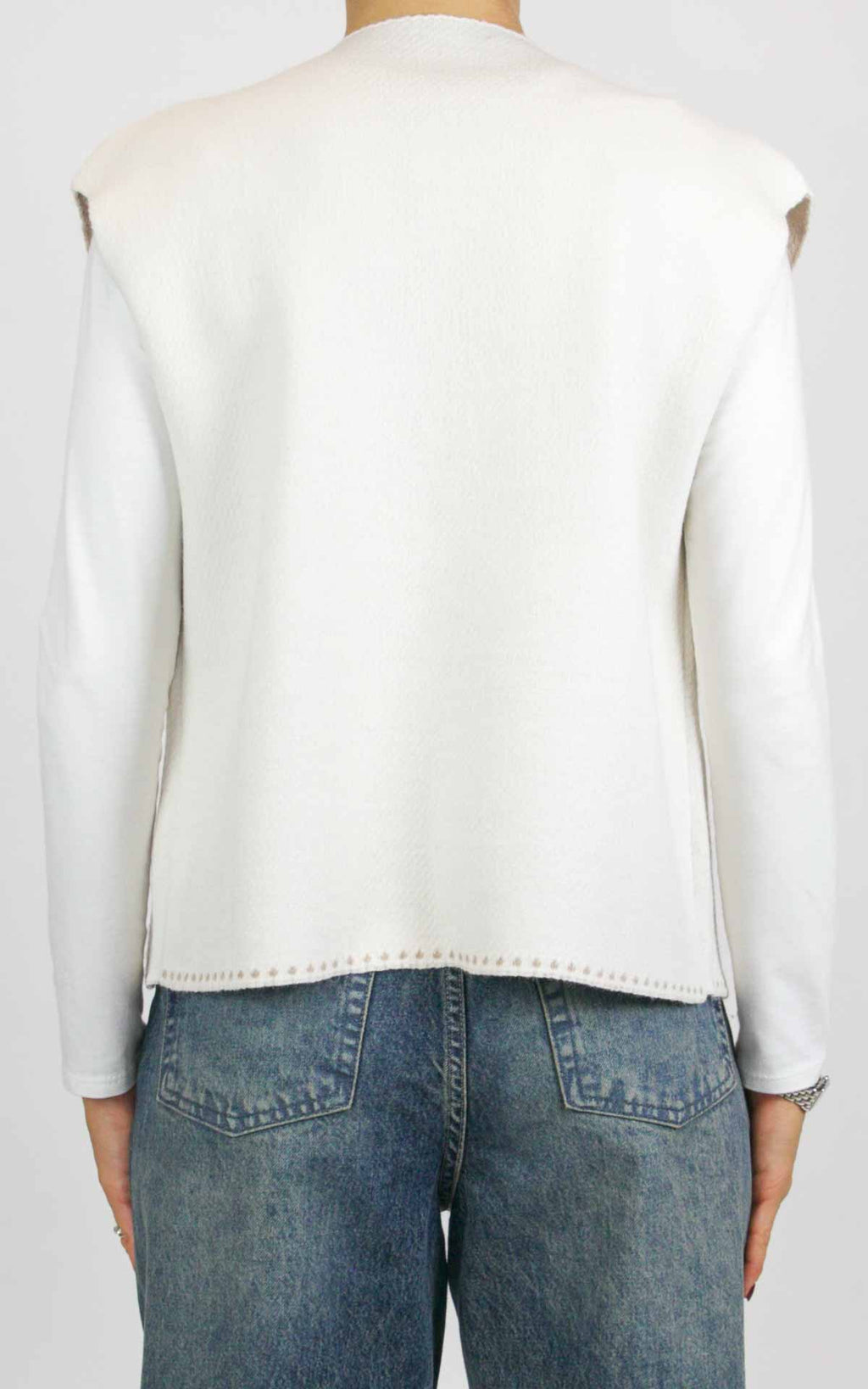 Off-on - Gilet aperto con disegno fiore - Panna / beige