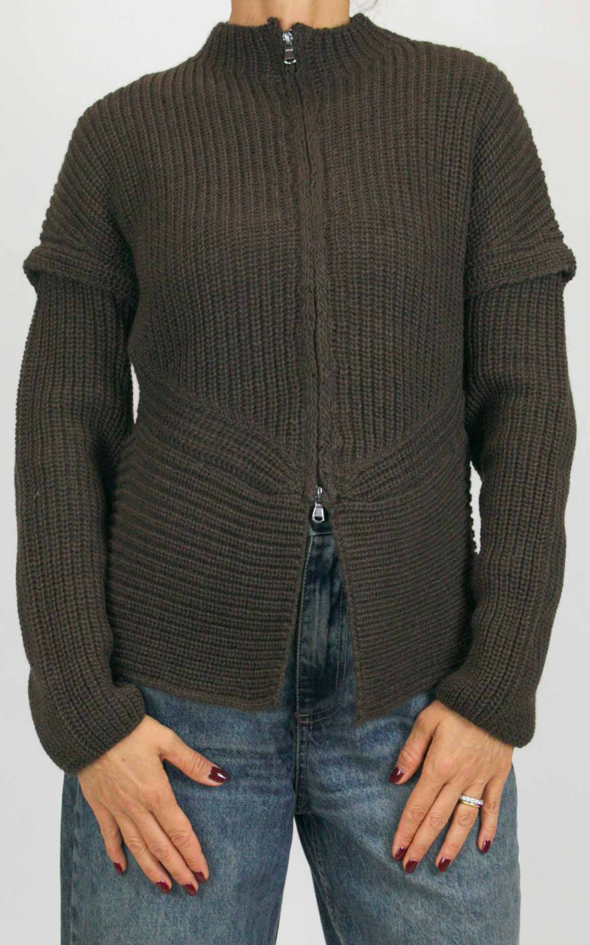 Off-On - Cardigan con lampo - Moro