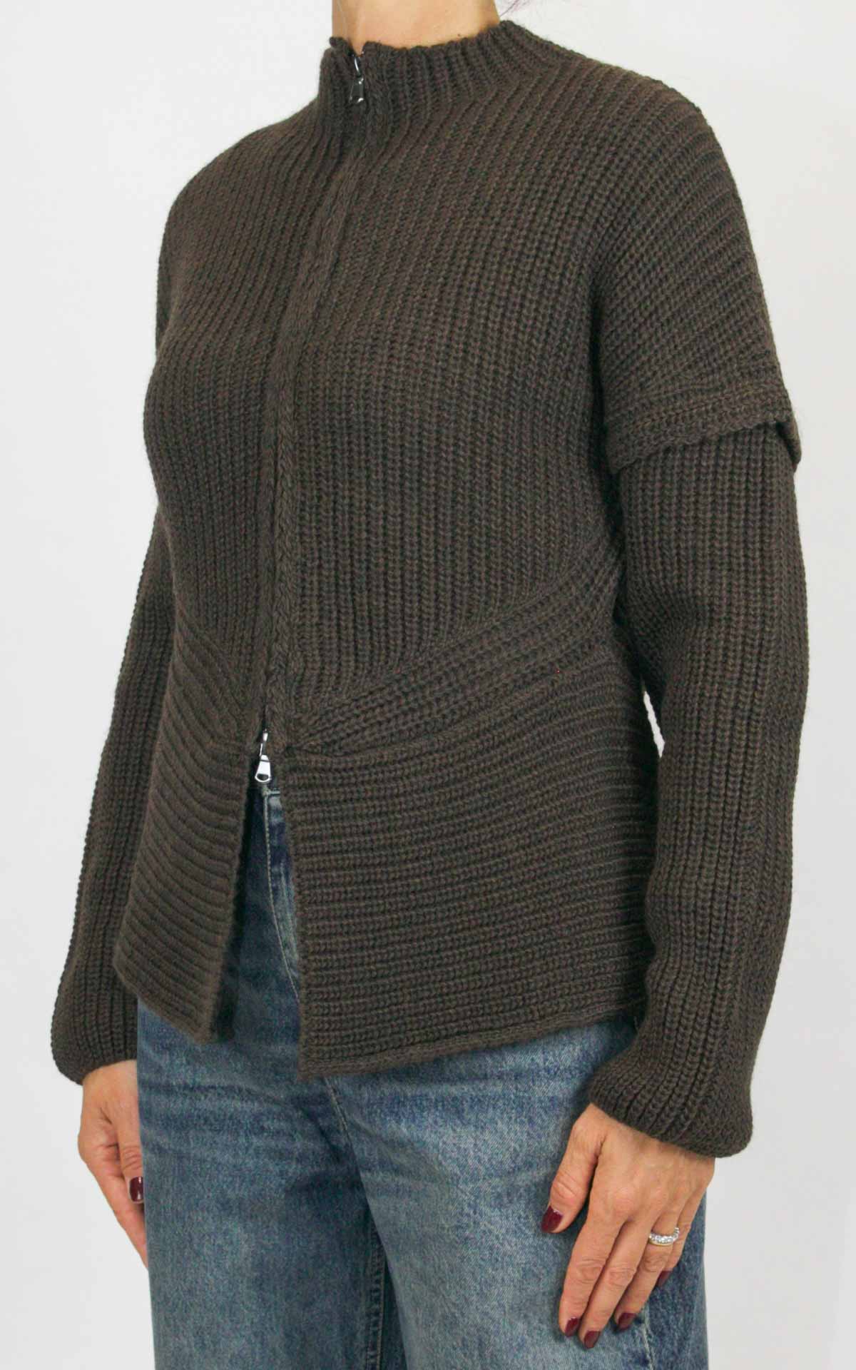 Off-On - Cardigan con lampo - Moro