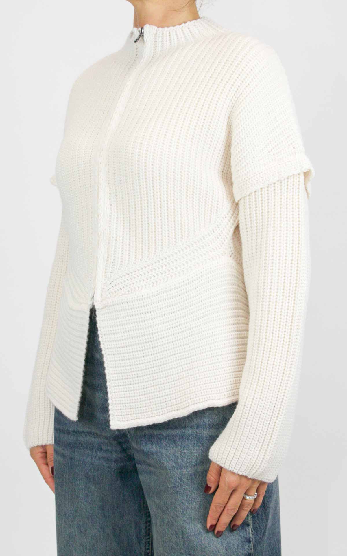 Off-On - Cardigan con lampo - Panna