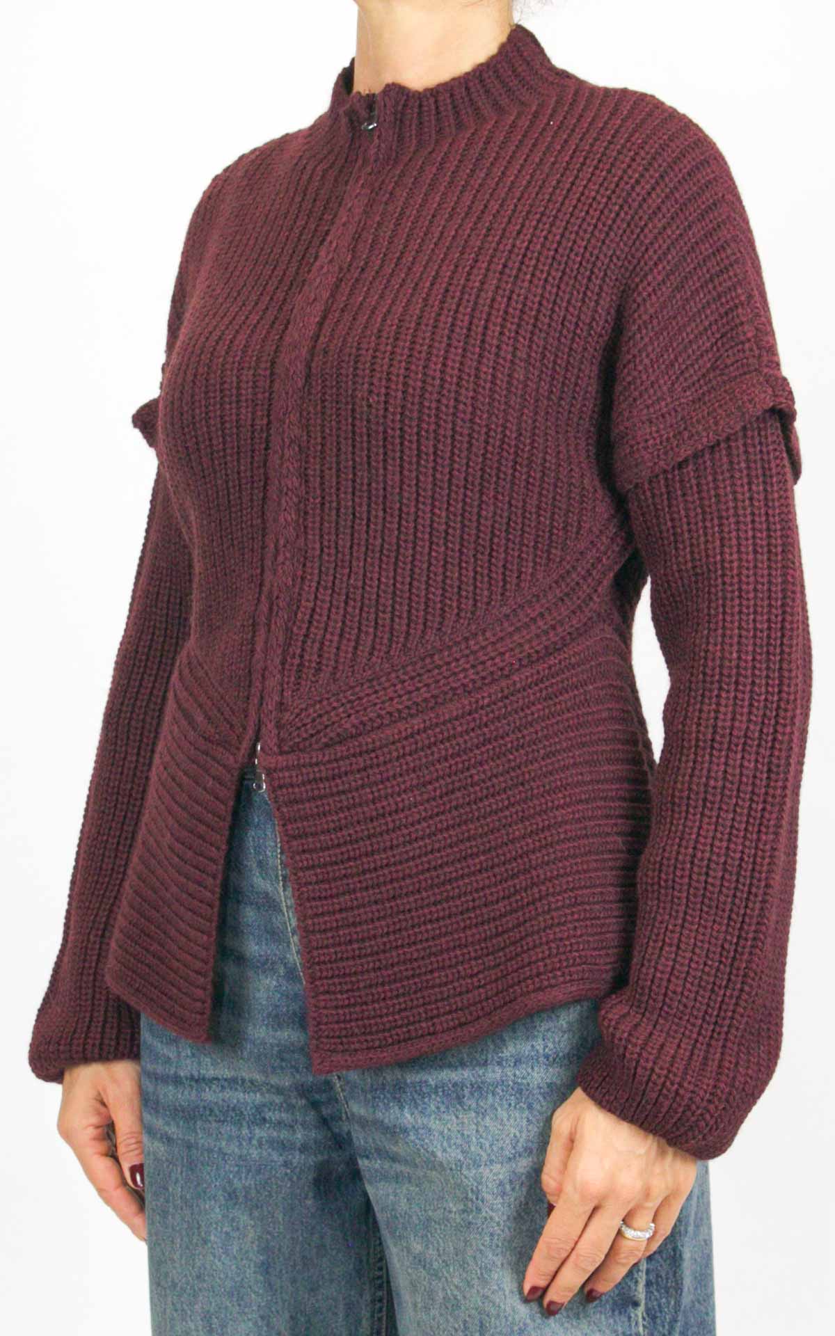 Off-On - Cardigan con lampo - Vino