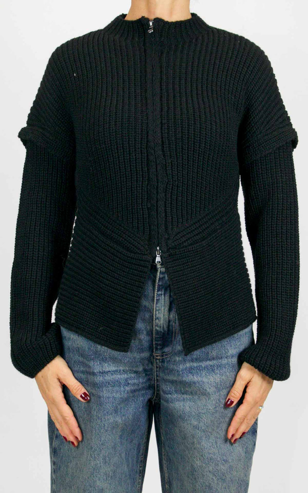 Off-On - Cardigan con lampo - Nero