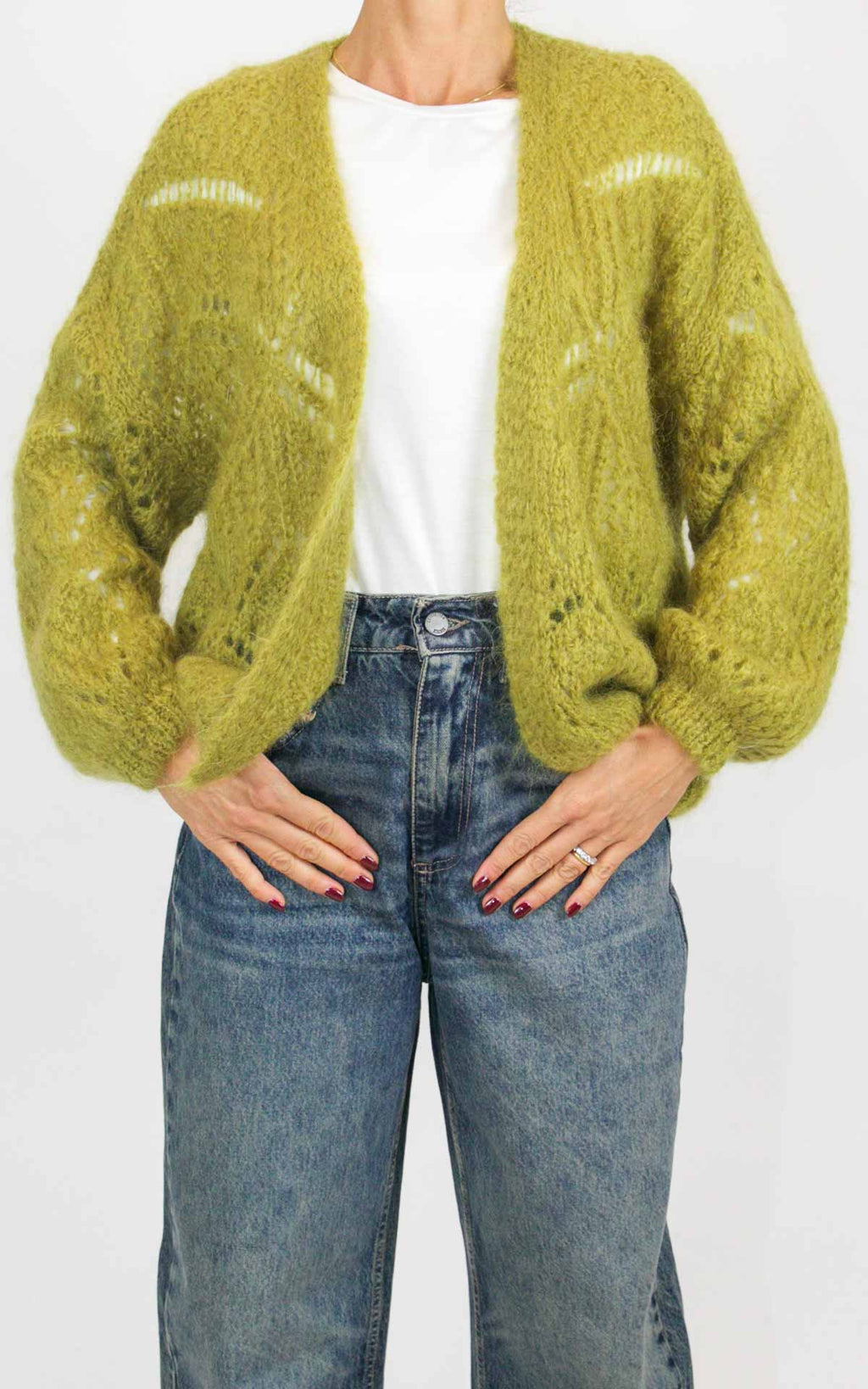 Off-on - Cardigan traforato - Verde olio