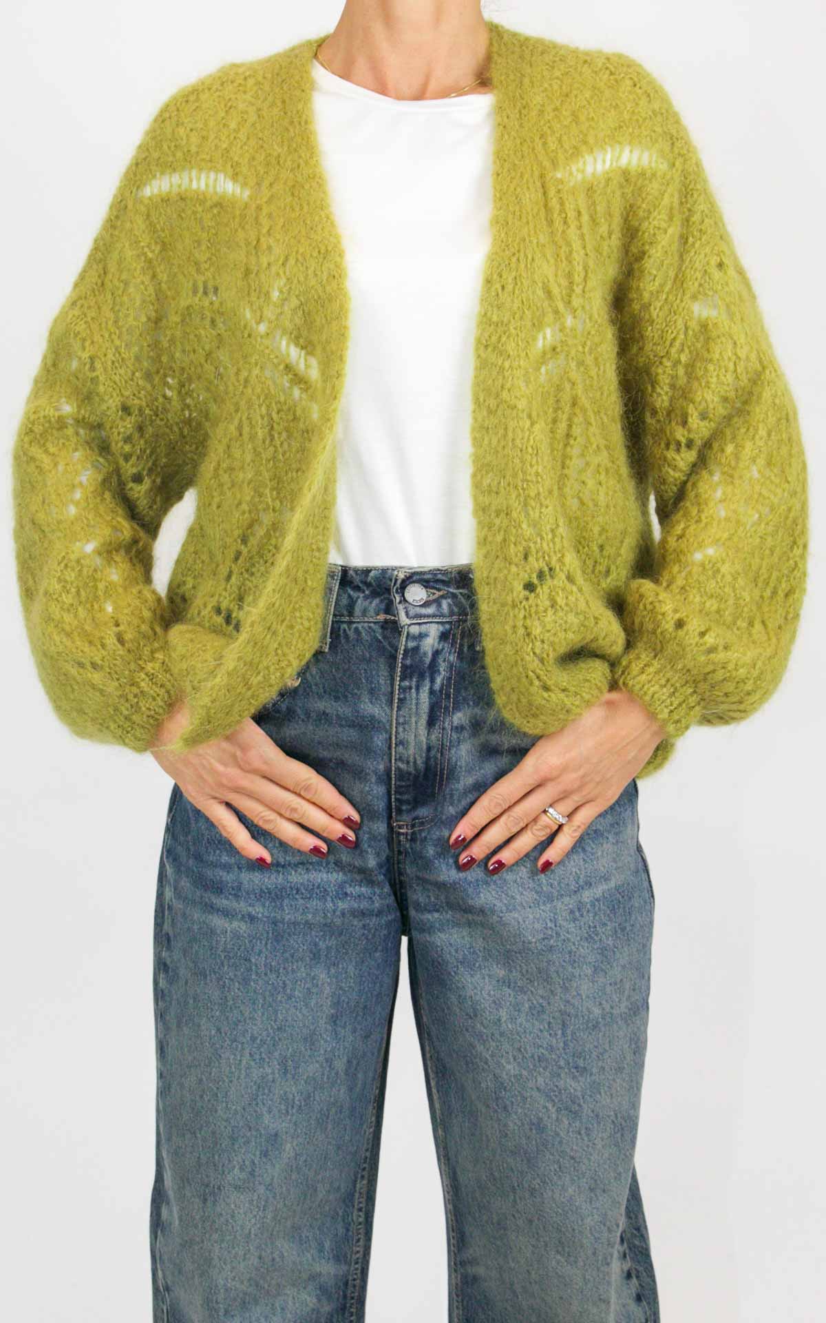 Off-on - Cardigan traforato - Verde olio