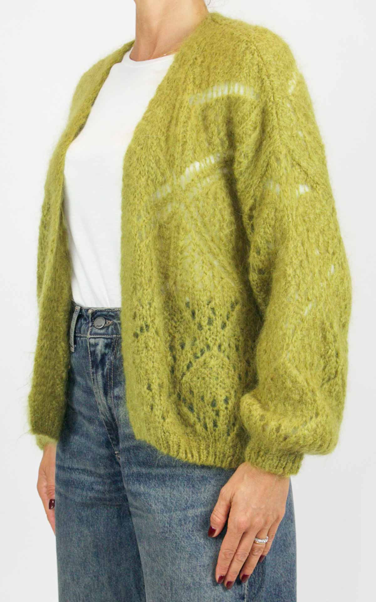 Off-on - Cardigan traforato - Verde olio