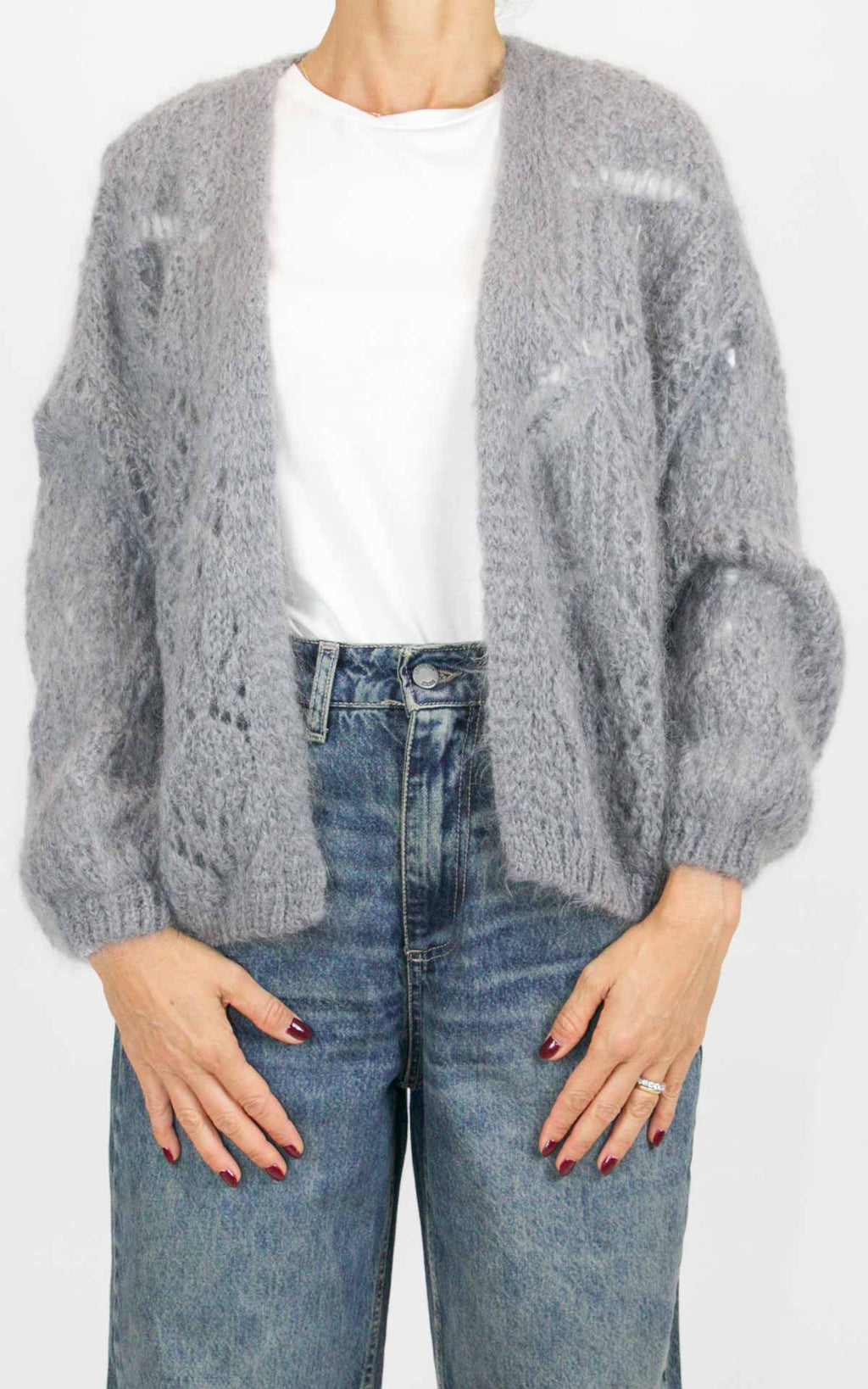 Off-on - Cardigan traforato - Grigio