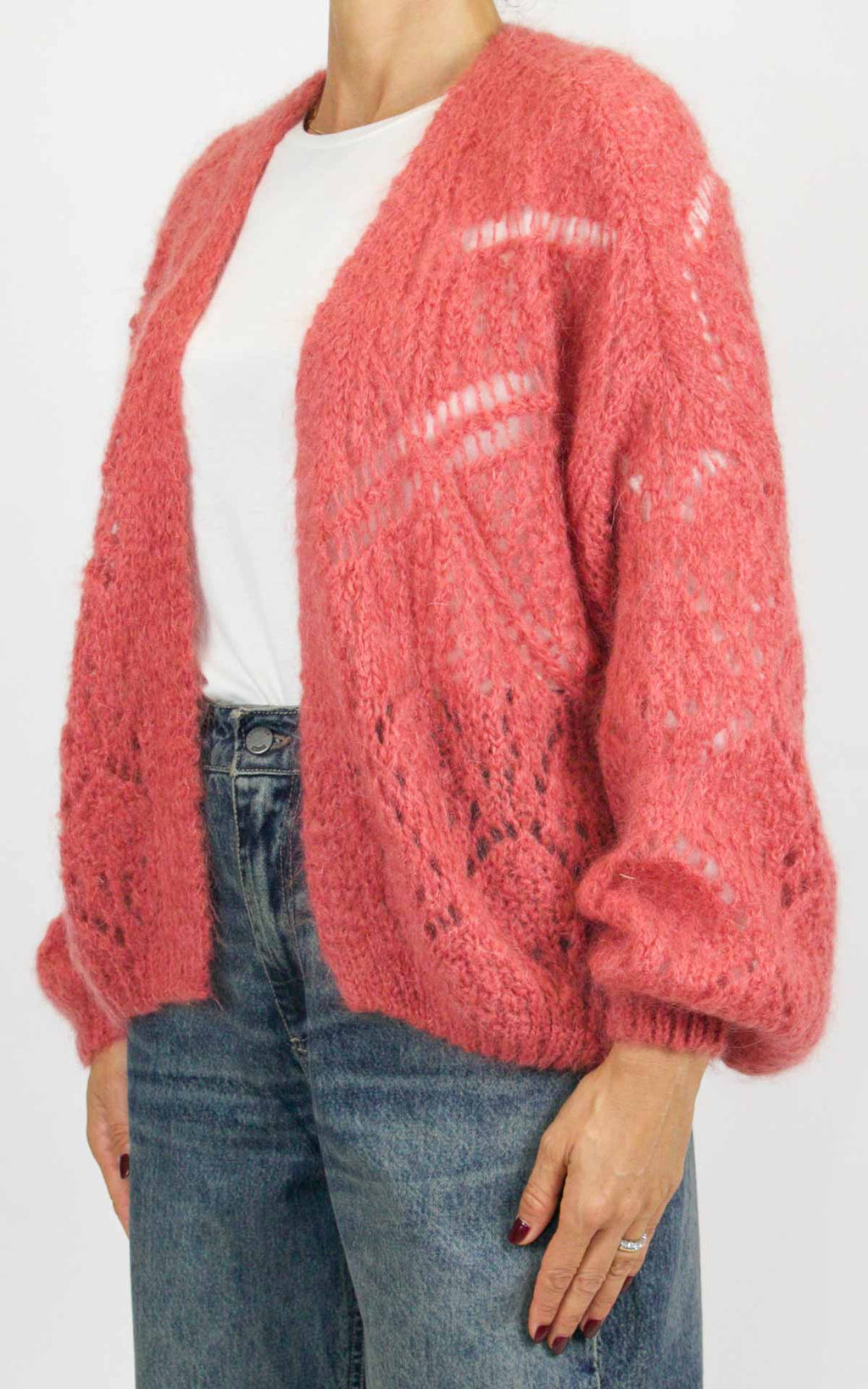 Off-on - Cardigan traforato - Rosa corallo