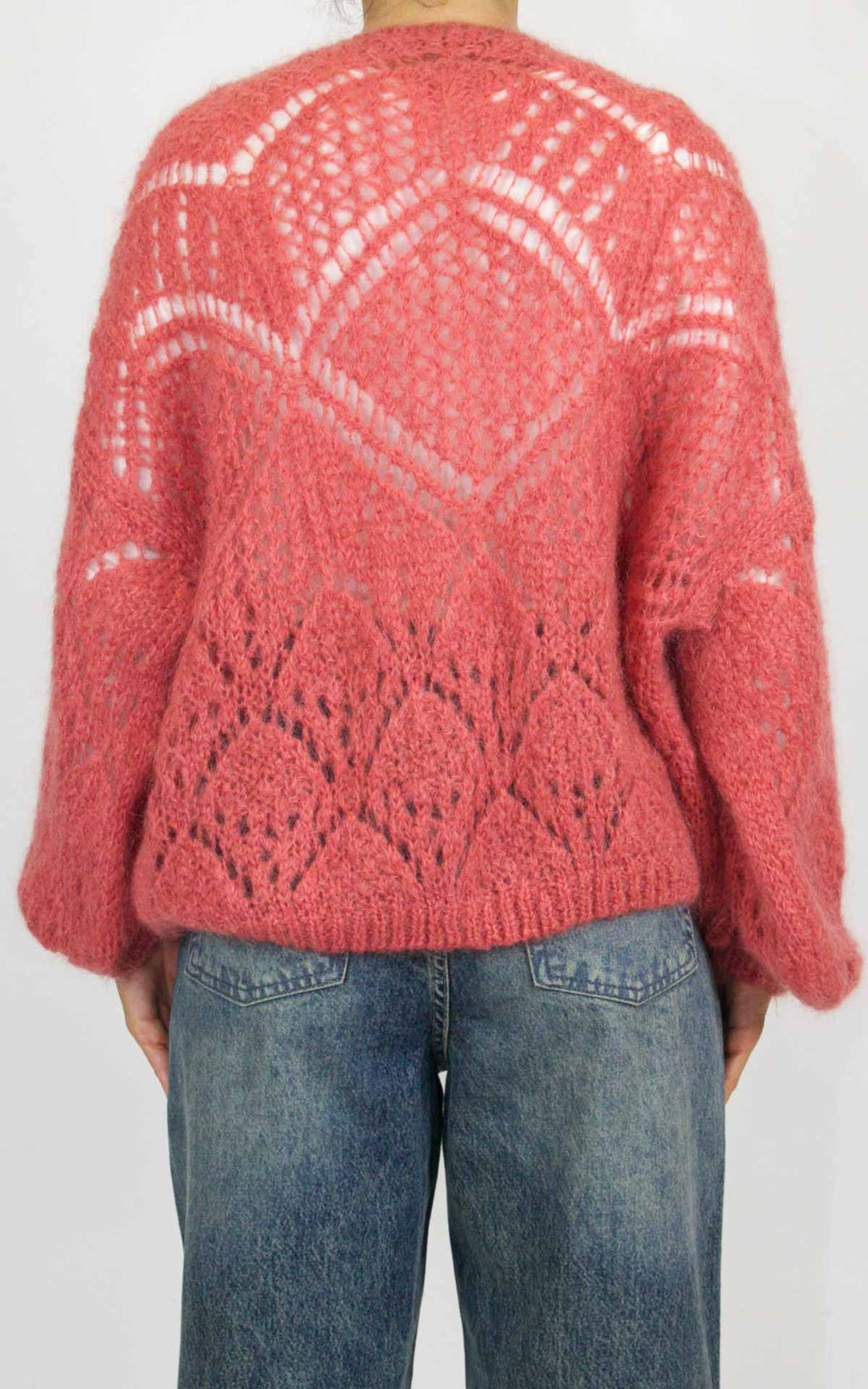 Off-on - Cardigan traforato - Rosa corallo