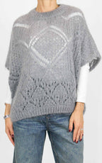 Off-On - Maglia traforata mezza manica - Grigio