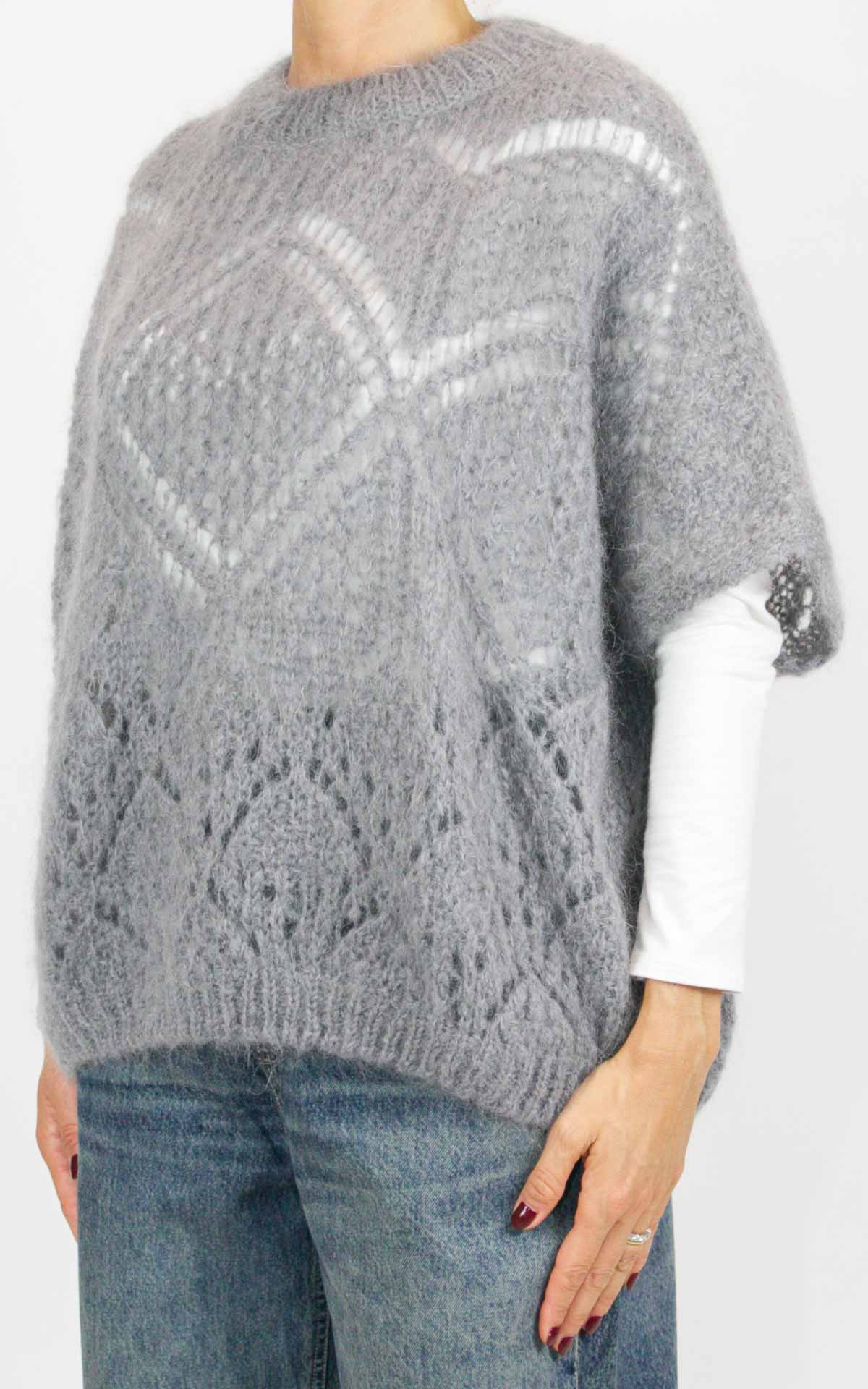 Off-On - Maglia traforata mezza manica - Grigio