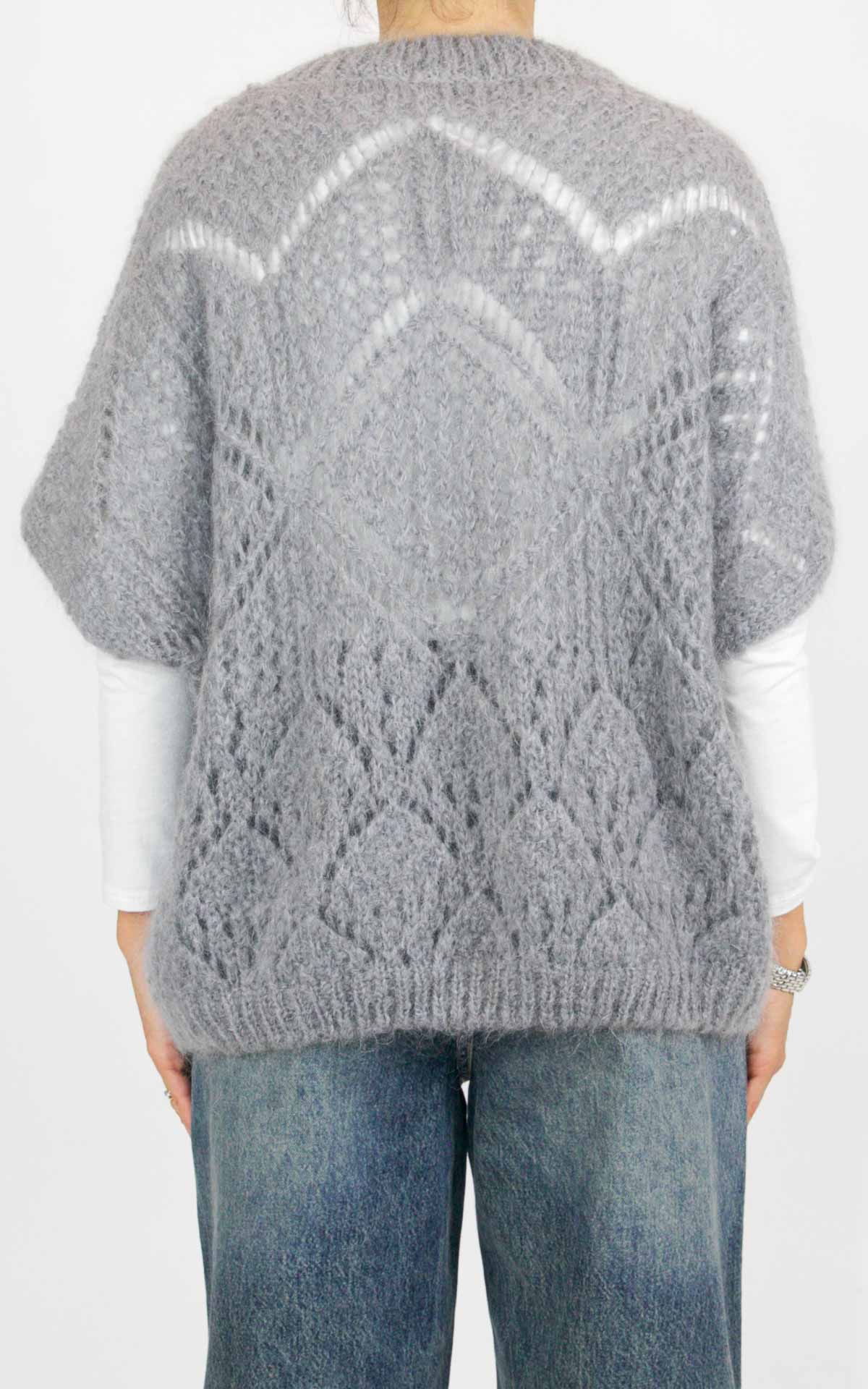 Off-On - Maglia traforata mezza manica - Grigio