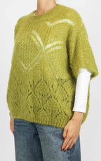 Off-on - Maglia traforata mezza manica - Verde olio