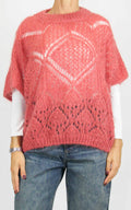 Off-On - Maglia traforata mezza manica - Rosa corallo