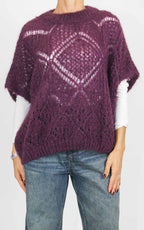 Off-On - Maglia traforata mezza manica - Barolo