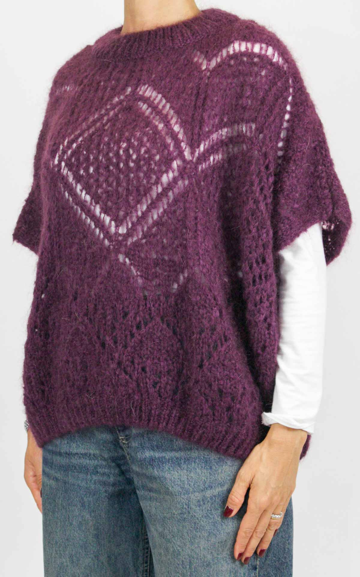 Off-On - Maglia traforata mezza manica - Barolo