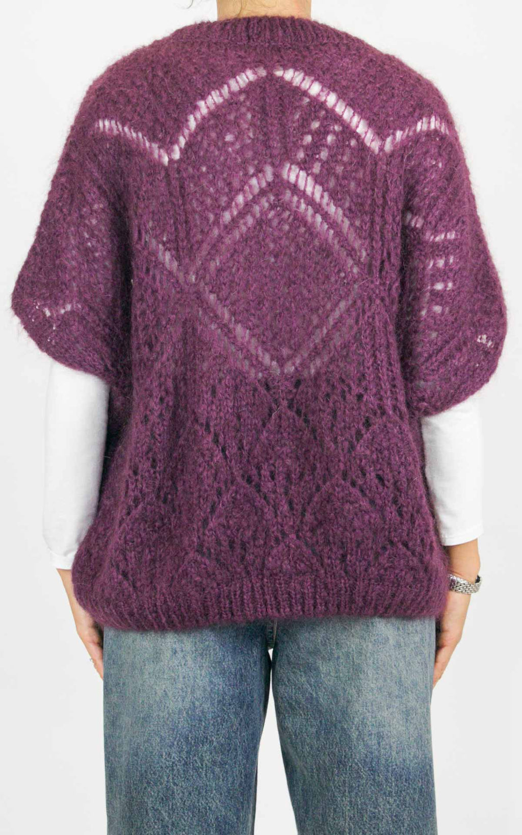 Off-On - Maglia traforata mezza manica - Barolo