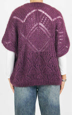 Off-On - Maglia traforata mezza manica - Barolo
