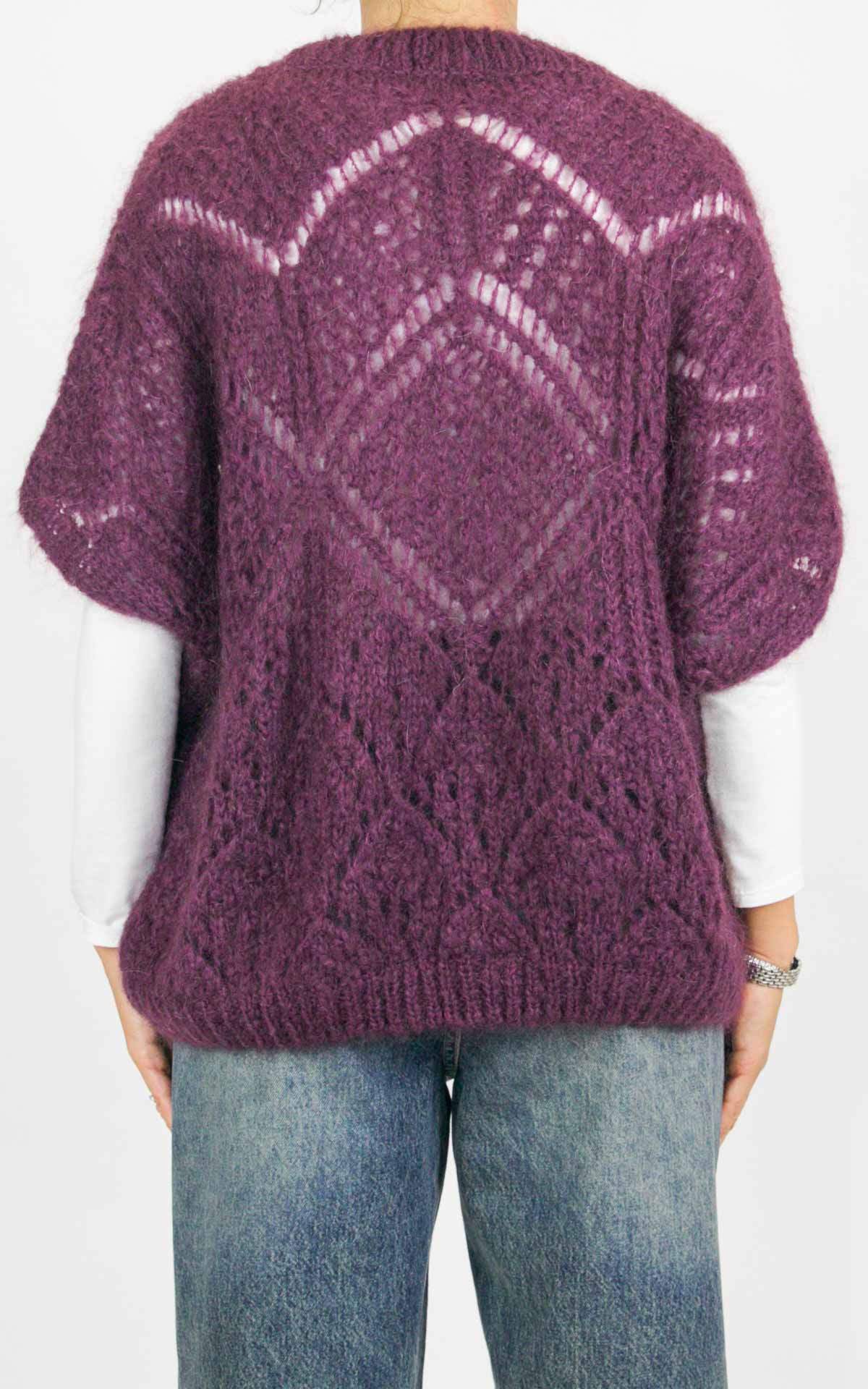 Off-On - Maglia traforata mezza manica - Barolo