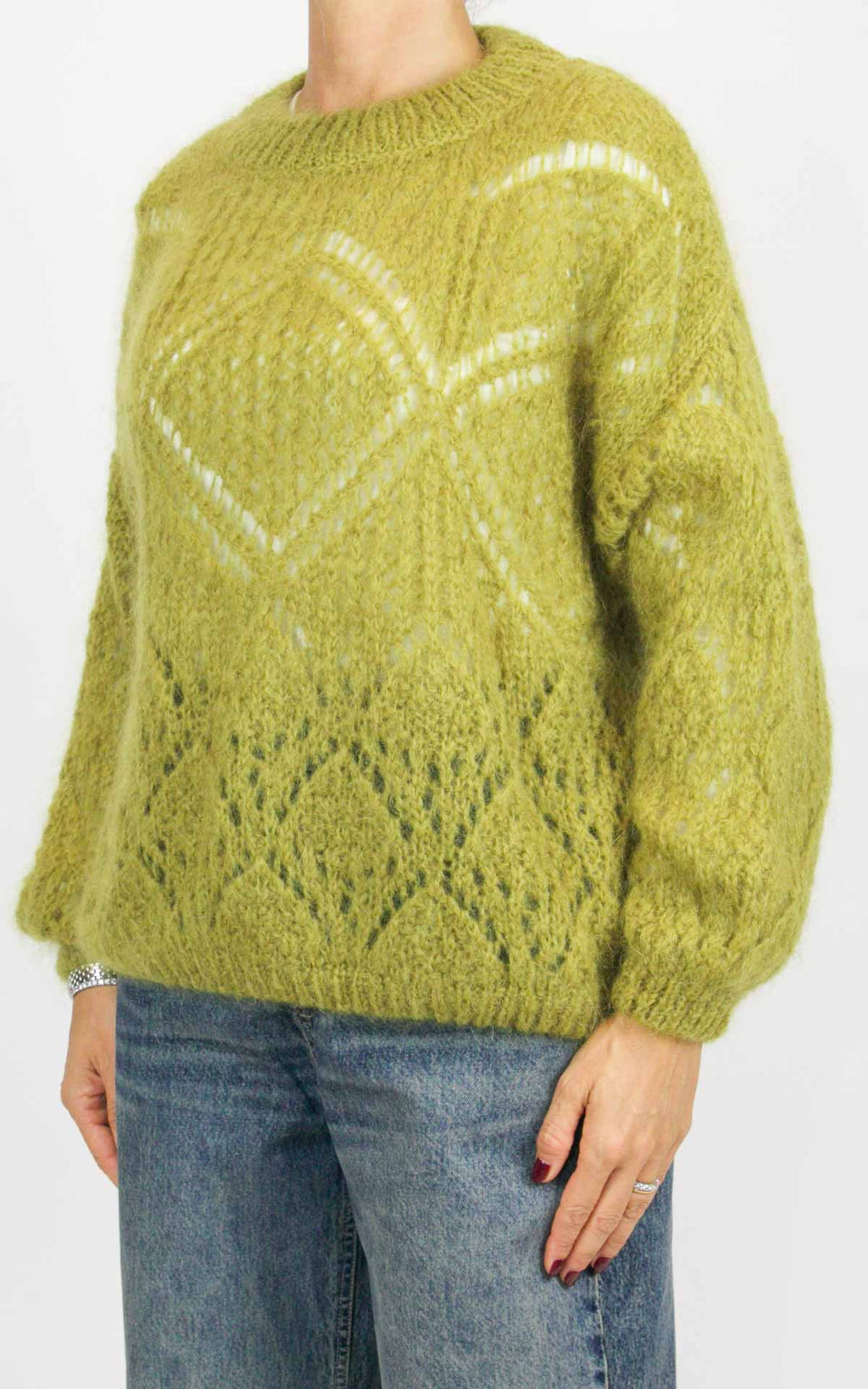 Off-on - Maglia traforata - Verde olio