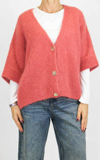 Off-On - Cardigan bottone oro - Rosa corallo