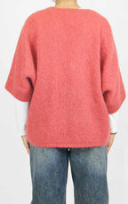 Off-On - Cardigan bottone oro - Rosa corallo