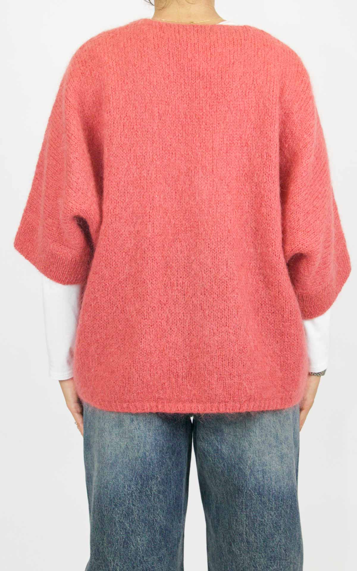 Off-On - Cardigan bottone oro - Rosa corallo