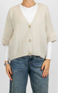 Off-On - Cardigan bottone oro - Burro