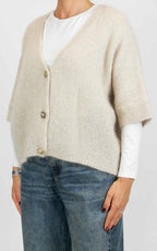 Off-On - Cardigan bottone oro - Burro