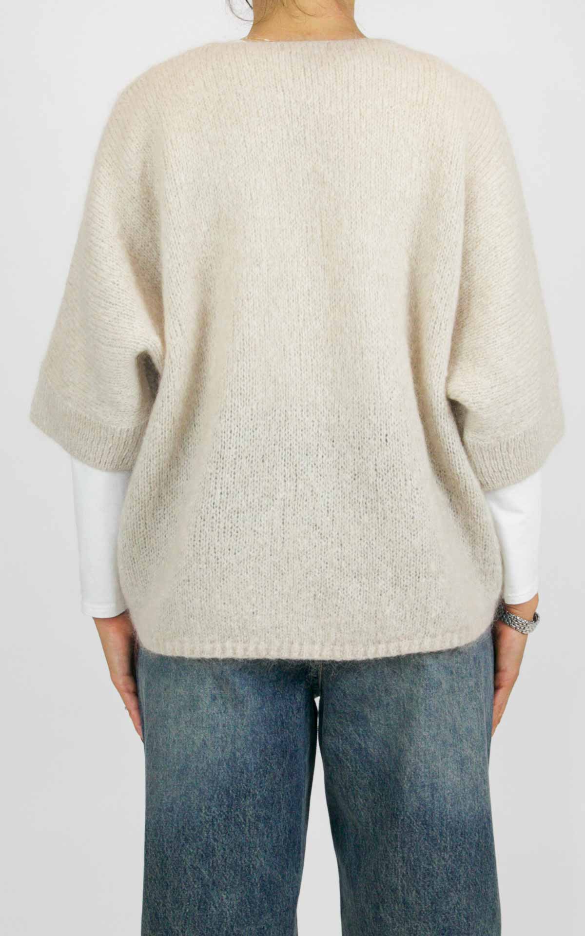 Off-On - Cardigan bottone oro - Burro