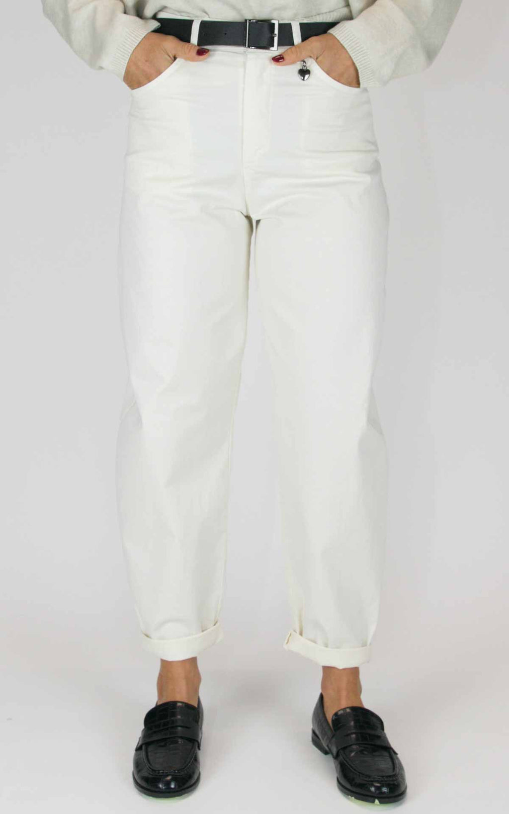 Susymix - Pantalone cuoricino in cotone modello ovetto - Latte