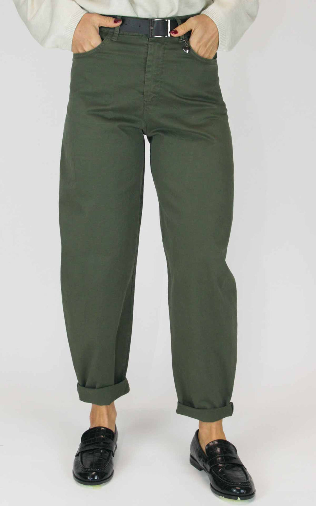 Susymix - Pantalone cuoricino in cotone modello ovetto - Militare