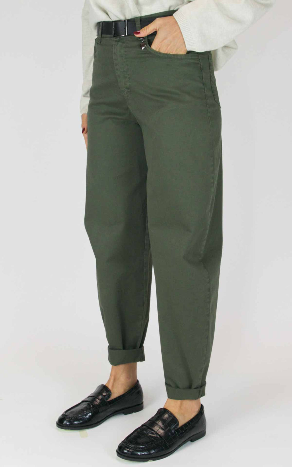 Susymix - Pantalone cuoricino in cotone modello ovetto - Militare