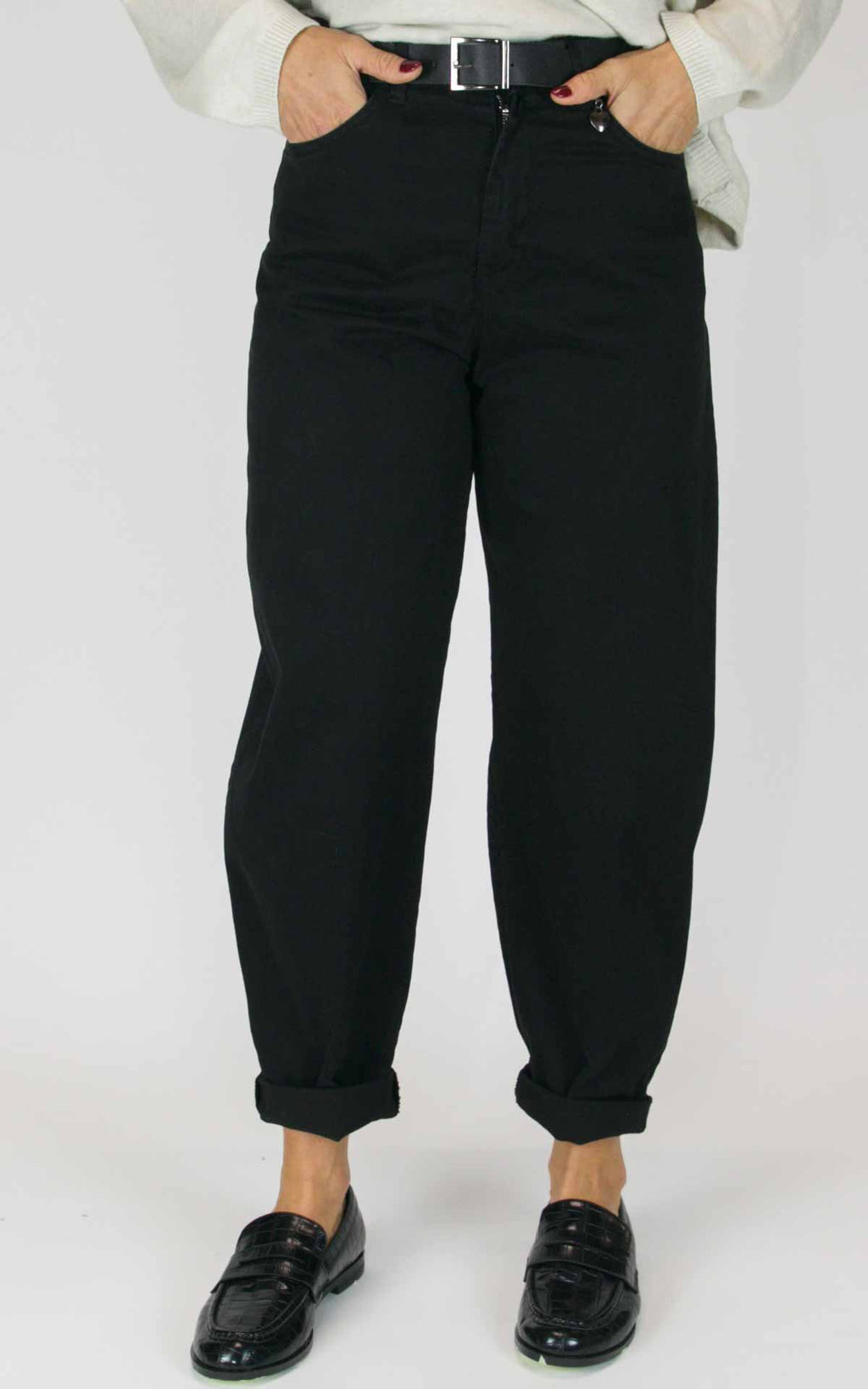 Susymix - Pantalone cuoricino in cotone modello ovetto - Nero
