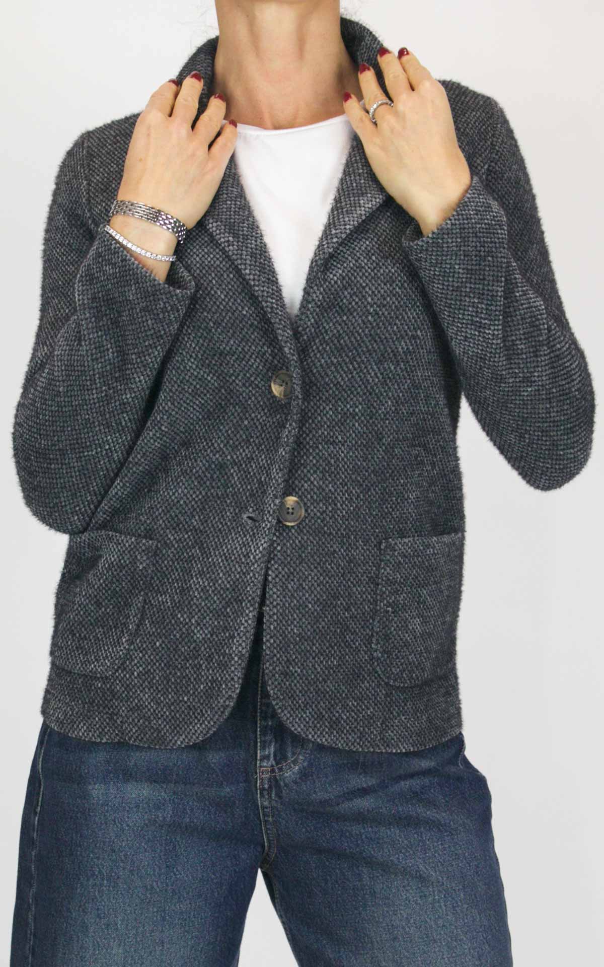 Susan Di - Giacca sale e pepe ciniglia - Grigio