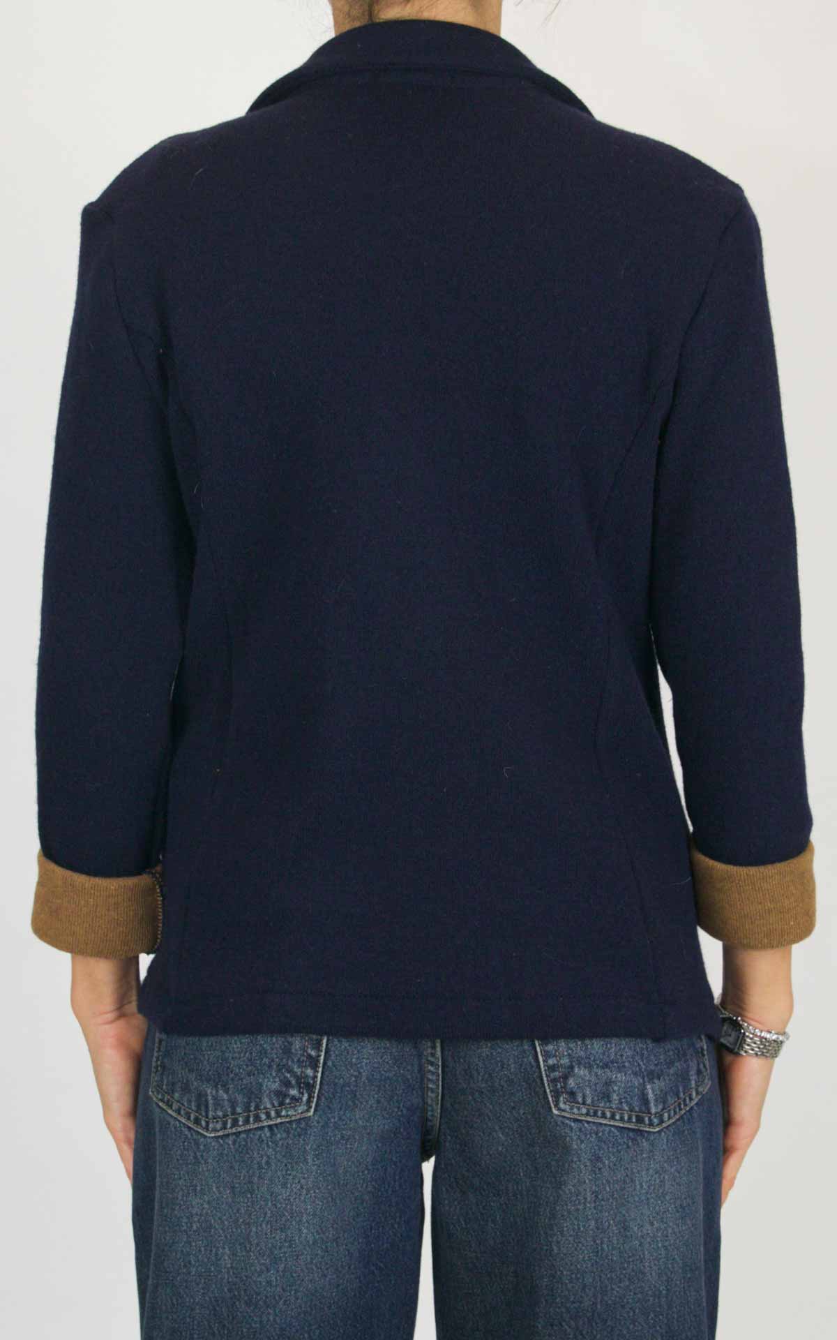 Off-On - Giacca bicolore misto lana - Blu / camel