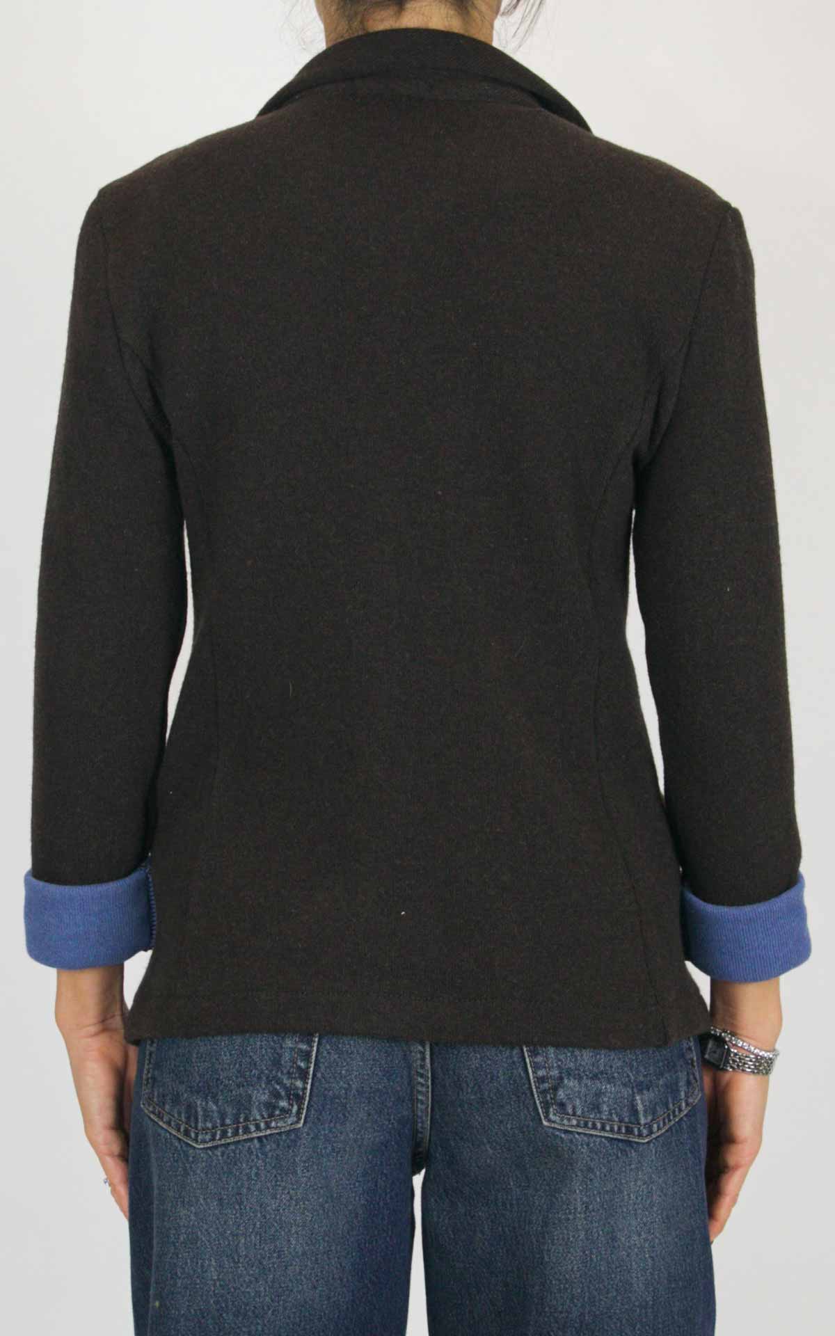 Off-On - Giacca bicolore misto lana - Moro / celeste