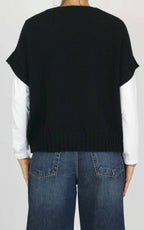 Initial - Gilet decoro fiore - Nero
