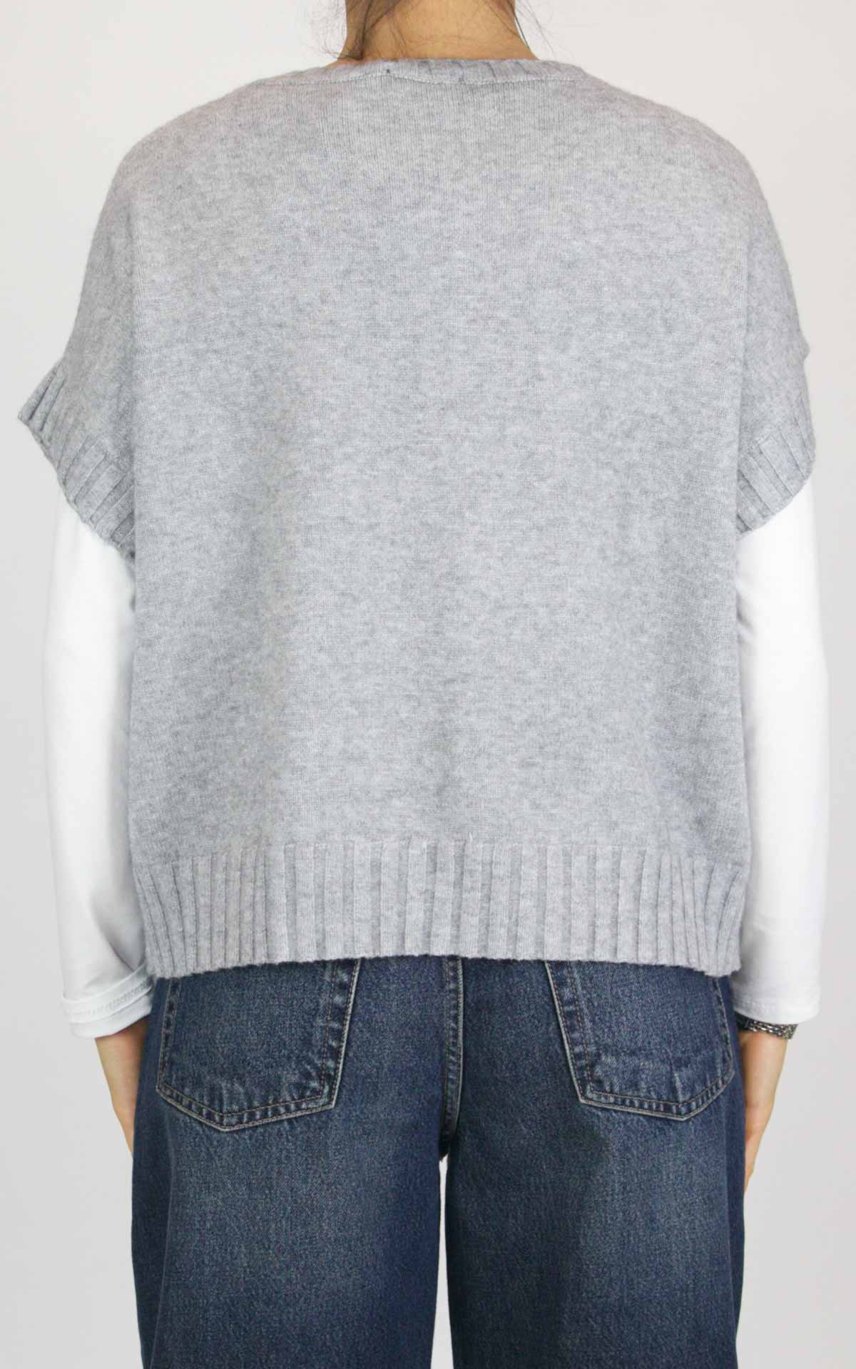 Initial - Gilet decoro fiore - Grigio