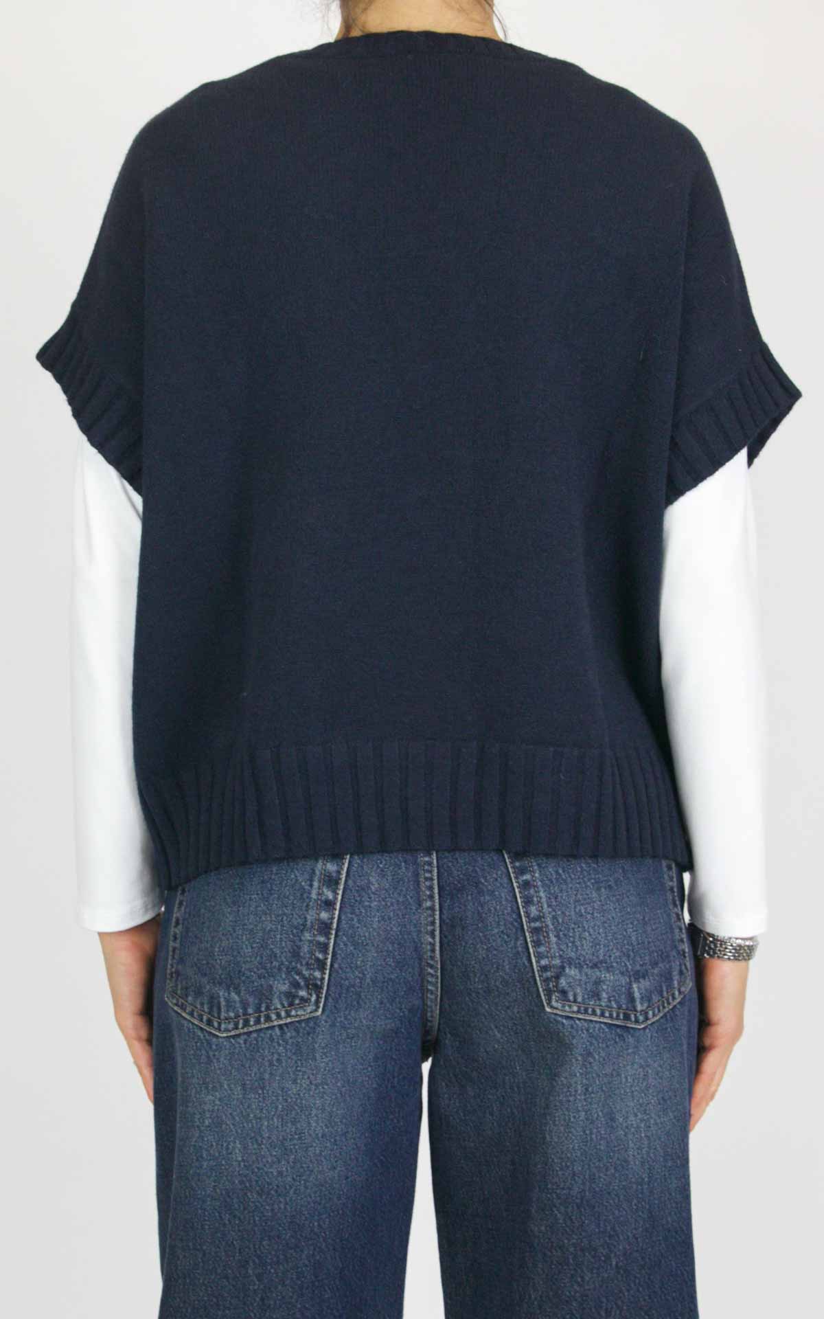 Initial - Gilet decoro fiore - Blu