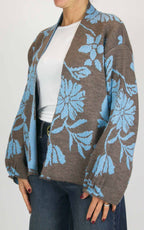 Off-On - Cardigan jacquard - Tortora / celeste