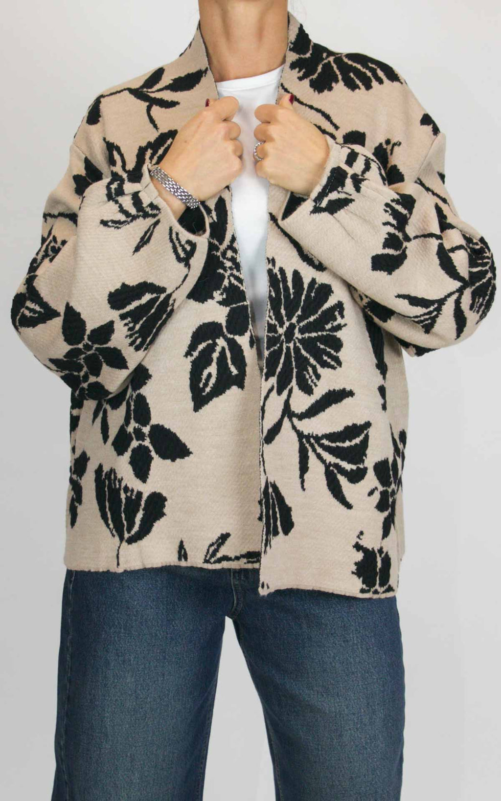 Off-On - Cardigan jacquard - Beige / nero