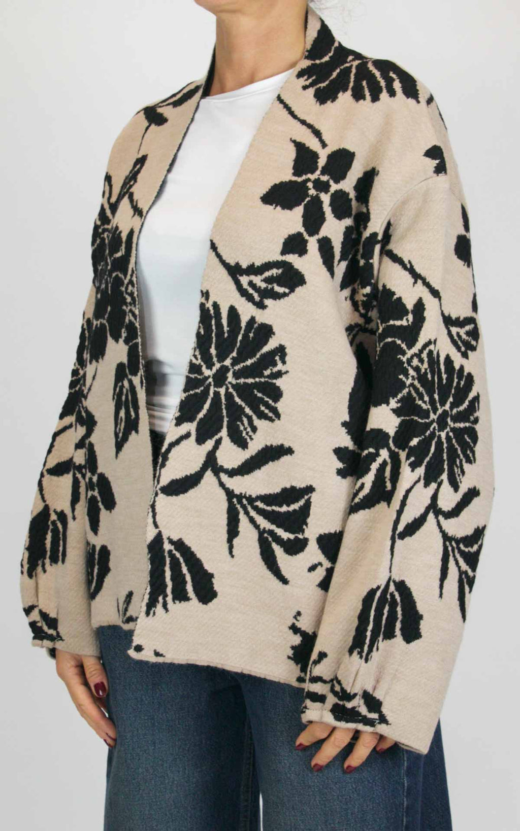 Off-On - Cardigan jacquard - Beige / nero