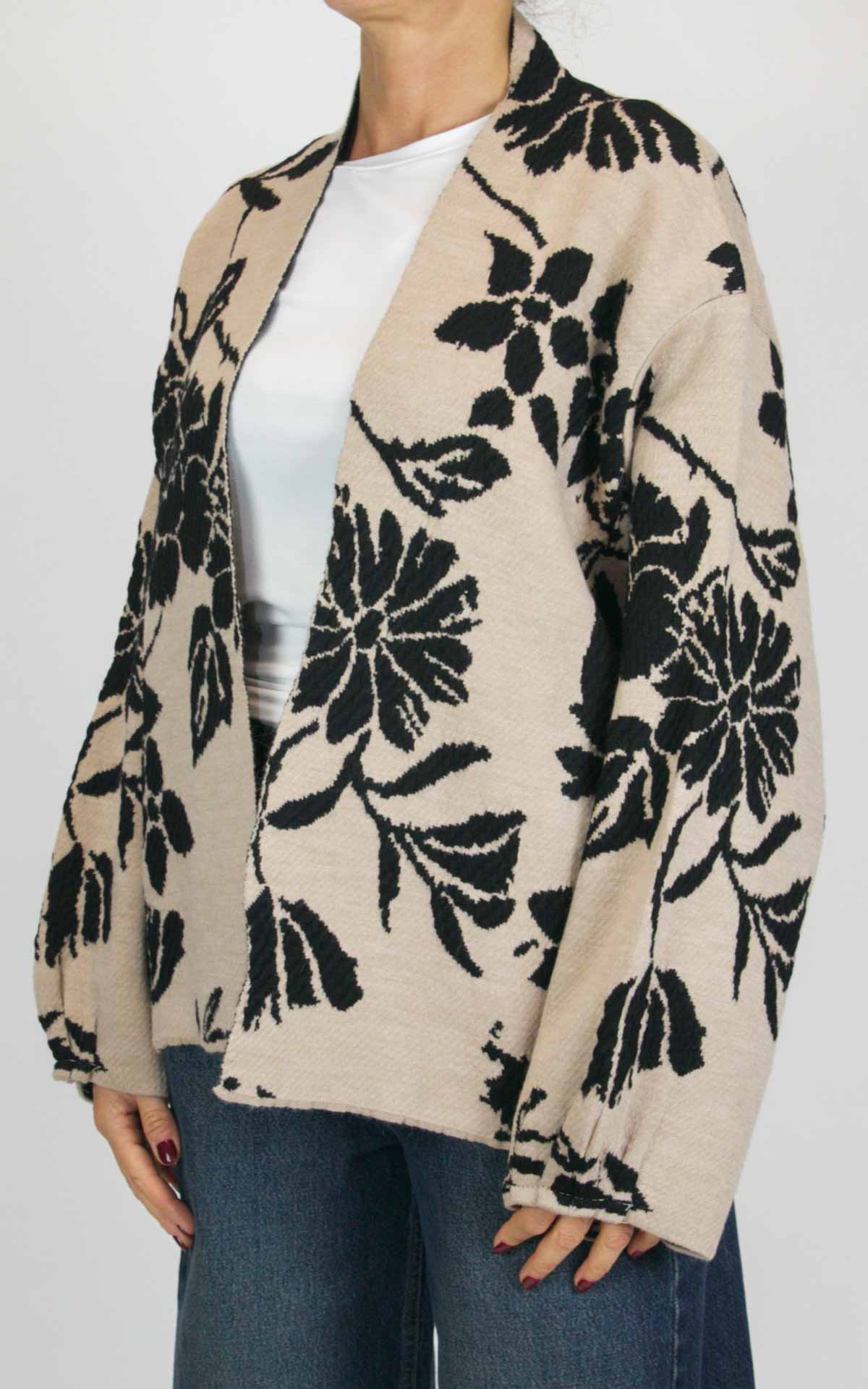 Off-On - Cardigan jacquard - Beige / nero