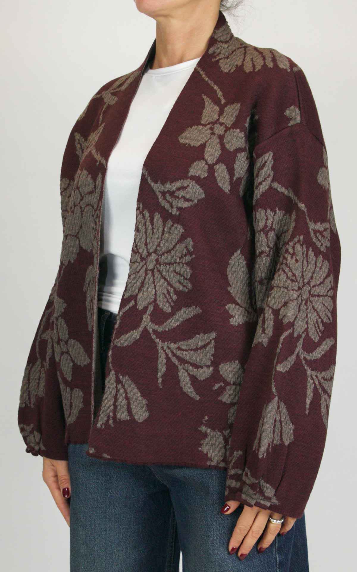 Off-On - Cardigan jacquard - Bordeaux / tortora