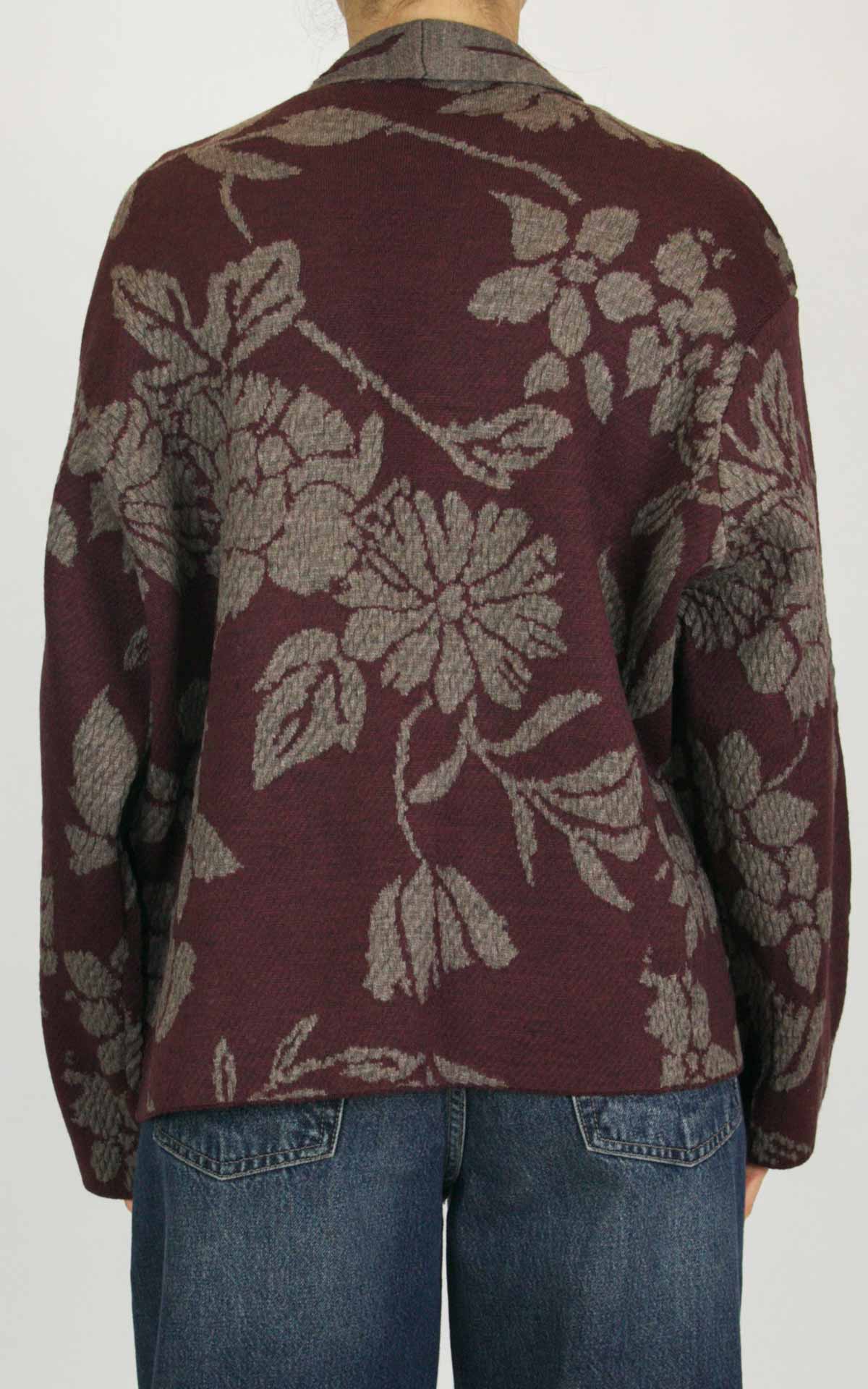 Off-On - Cardigan jacquard - Bordeaux / tortora
